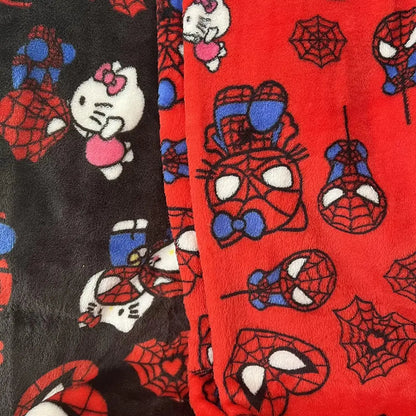 2024 New Spider Man Sleeping Pants Anime Hello Kitty Pajama Pants Flannel Soft Casual Pants Cartoon Home Trousers Couple Gifts