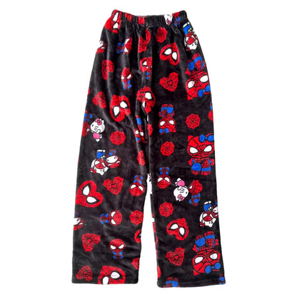 2024 New Spider Man Sleeping Pants Anime Hello Kitty Pajama Pants Flannel Soft Casual Pants Cartoon Home Trousers Couple Gifts